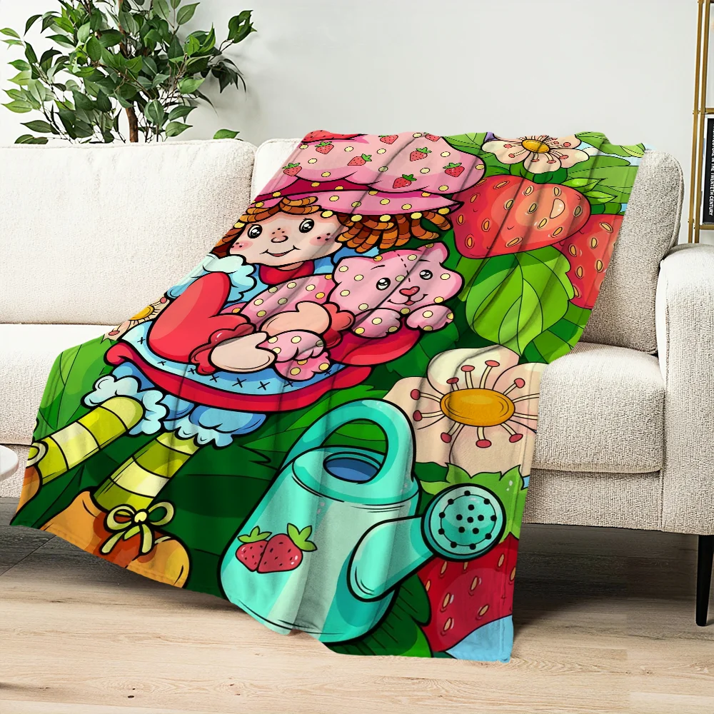 Cute S-Strawberry S-Shortcake Blanket Skin friendly comfort warm soft plush blanket suitable sofa living room office bedroom 5