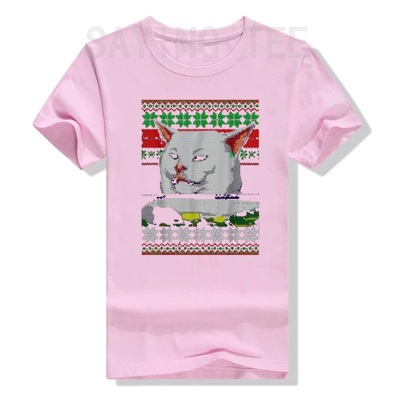 Woman Yelling At A Cat Ugly Christmas Sweater Meme Design T-Shirt
