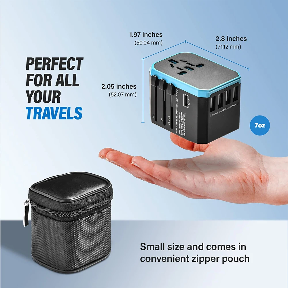 2000W 범용 컨버터 여행용 충전기 전원 어댑터, USB 포트 5.6A 스마트 폰 고속 충전 전세계 변환 플러그
