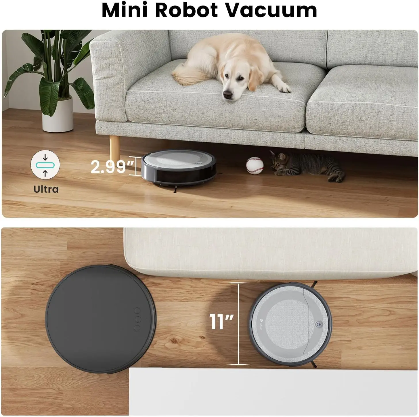 Robot Vacuum Cleaner-4500Pa Powerful Suction, PreciSense Obstacle Avoidance, Slim, Quite, 140 Mins Self-Charging Rob