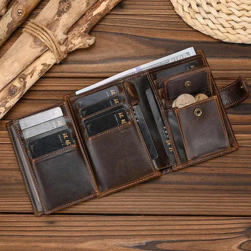 Genuine Leather Card Wallet with RFID for Men and Women