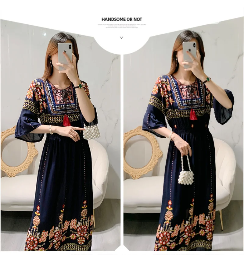 Bohemian Long Tassel Women Dress - Vintage Style