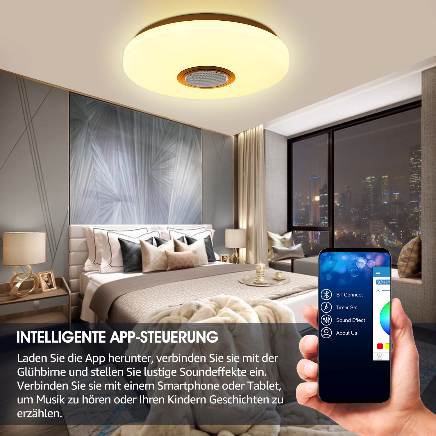 Feriales 60W LED Deckenleuchte mit Bluetooth Lautsprecher – RGB Farbwechsel Dimmbar 4500LM Ø50cm – Sternenhimmel Lampe mit App & Fernbedienung 5 Feriales 60W LED Deckenleuchte mit Bluetooth Lautsprecher – RGB Farbwechsel Dimmbar 4500LM Ø50cm – Sternenhimmel Lampe mit App & Fernbedienung 5