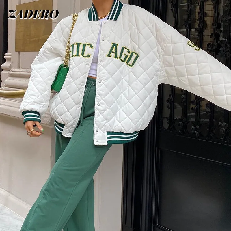 Y2k Green Print Fashion Baseball Bomber 
