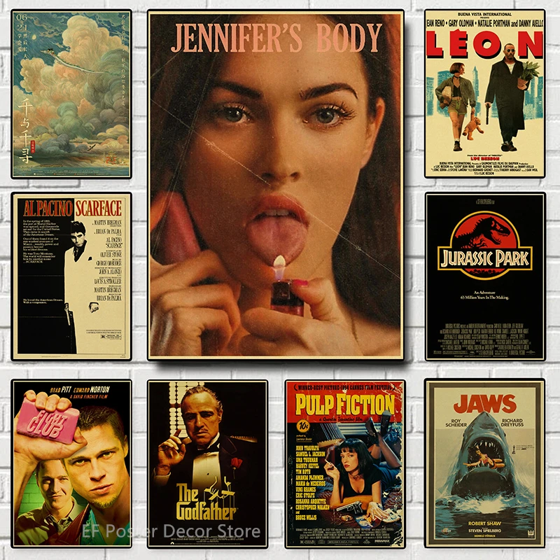 Acquista Tre Ottieni Quattro Stampe Di Poster Di Film Classici Vintage Home Room Art Wall Decor Corpo/Mascelle/Leon Movie Theater Painting