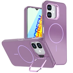 Matte Kickstand Phone Case with Magnetic Drop Protection - Slim Translucent Cover for PC TPU (PURPLE)