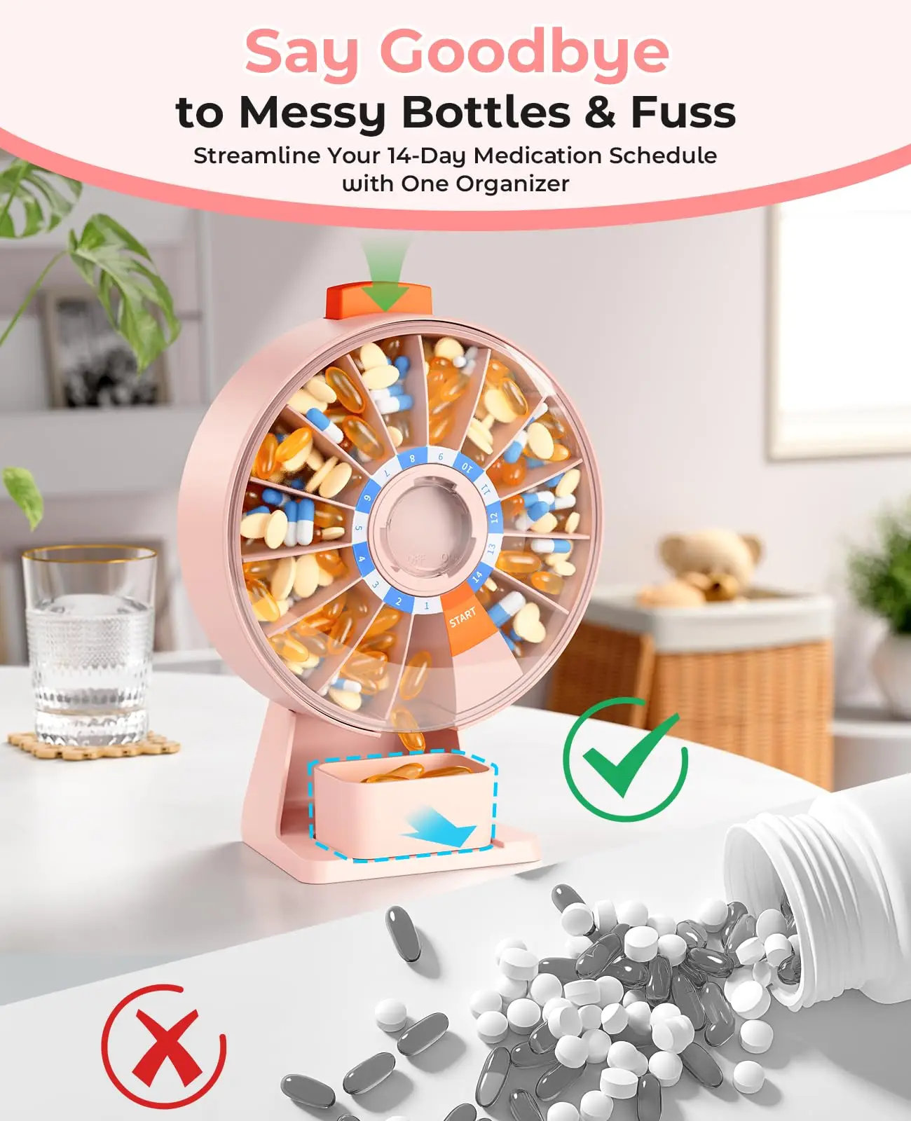 Versatile Large Weekly Pill Organizer with AM/PM Dispenser and Spacious Compartments