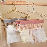 Multifunctional Folding Clothespin Hanger Fabric Clip Drying Hanger Sock Clip Underwear Clip Travel Portable Fabric Hanger 1