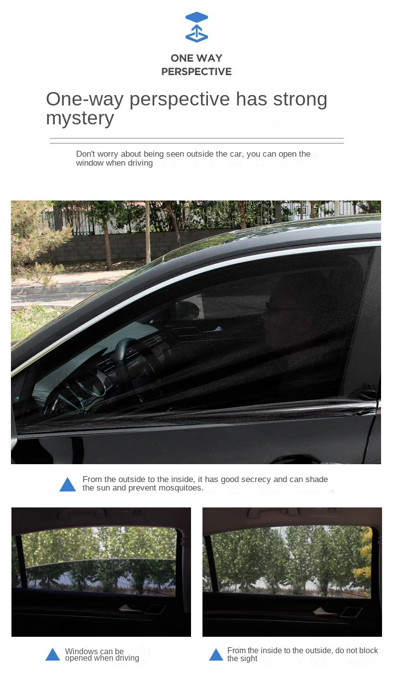 2 Stück Auto-Seitenfenster-Sonnenschutz UV-Schutz-Netz Mückenschutz Sonnenschutz Sichtschutz Faltbarer Vorhang – Detail 9