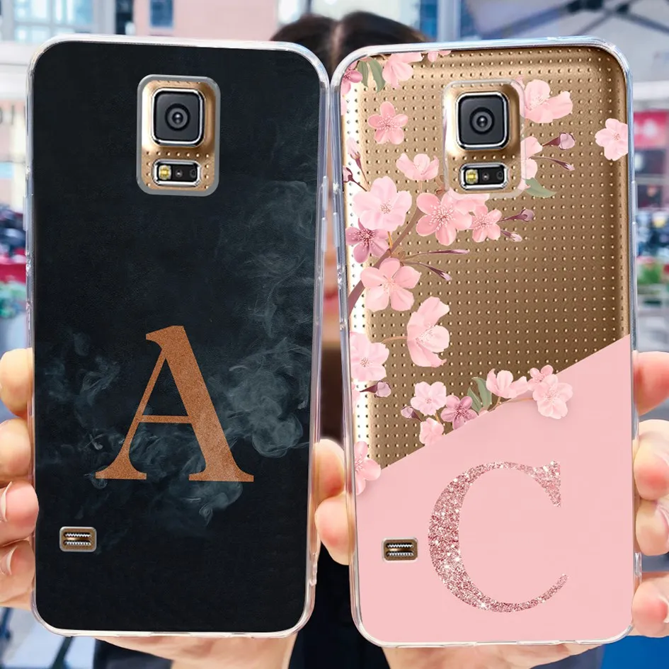 Per Samsung Galaxy S5 Custodia Sm-G900F S 5 Cover Fashion A Z Letters Clear Silicone Soft Funda Per Samsung S5 Neo I9600 Paraurti 5.1"