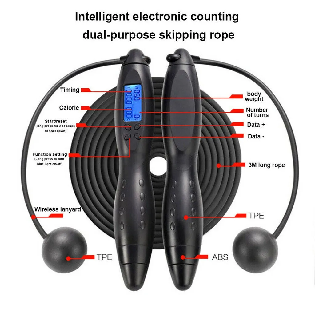 3M Jump Ropes with Electronic Counting Outdoor Lose Weight Fitness Equipment Cordless Rope Skipping Cuerda Deporte