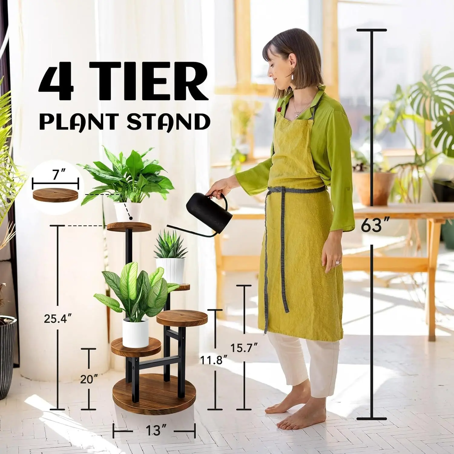 Modern Iron Plant Stand Indoor/Outdoor Multi-Tier Flower Shelf Living Room Balcony Succulent Potted Plants Display Storage Rack