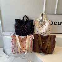 Sac à main frais et doux pour filles, sac à bandoulière imprimé en velours côtelé haut de gamme, sac sous les bras pour loisirs Shopping banlieue pour femmes 4
