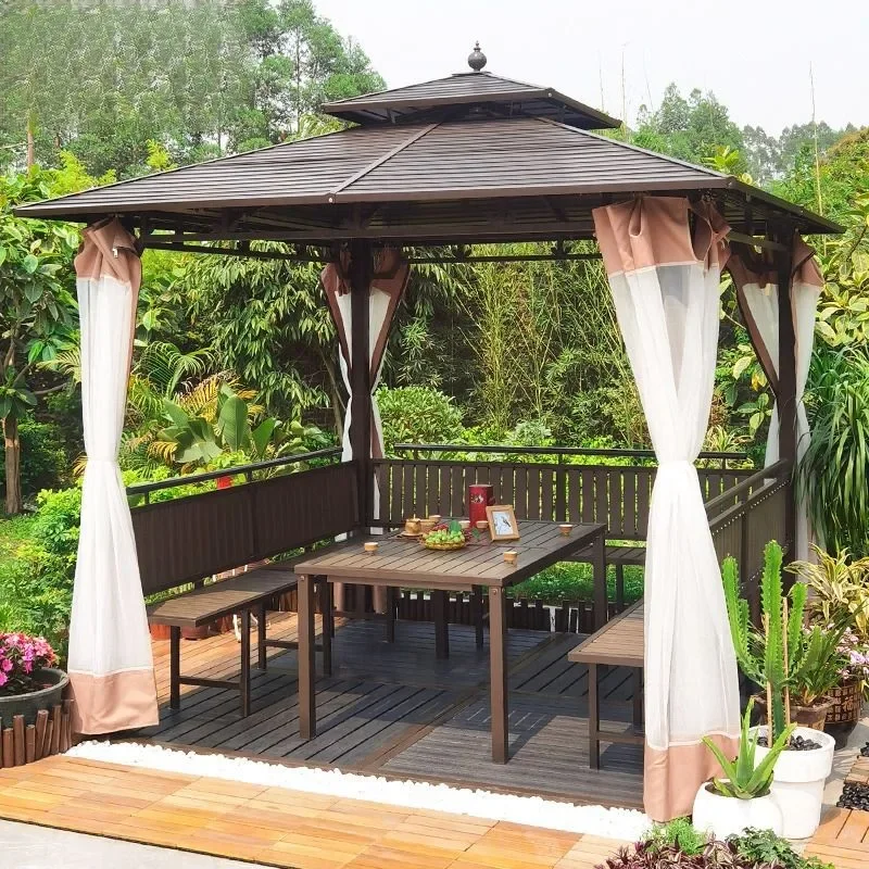 

Outdoor Sunshade Aluminum Alloy Roof Pavilion Tent Villa Courtyard Scenic Area Leisure Windproof and Rainproof Canopy