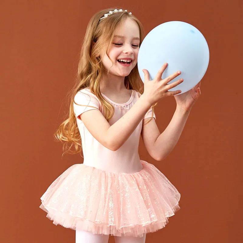 USHINE Ballet Skirt For Girls DanceWear Tutus Dress Clothes For Kids Women Leotard Short Sleeve Cotton Costumes Dancing Dance