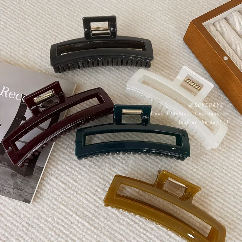 

Korean Transparent Large Square Hair Clips Women elegant matte Hair Claw Fashion Back Head Shark Clip Headdress Hair Accessories