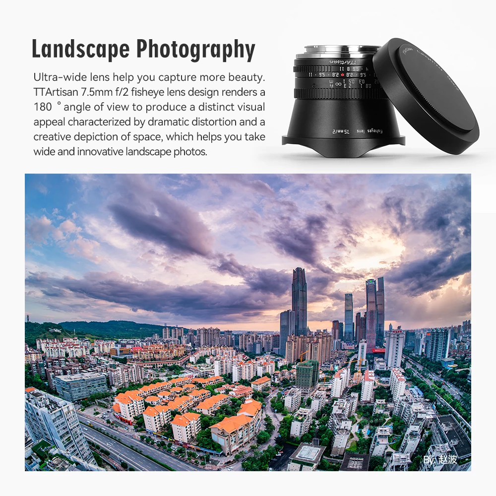 TTArtisan 7.5mm F2 APS-C 광각 어안렌즈 ( E, 후지 X, 캐논 M, 니콘 Z, 라이카 L, 파나소닉, 올림푸스 M43 카메라용)