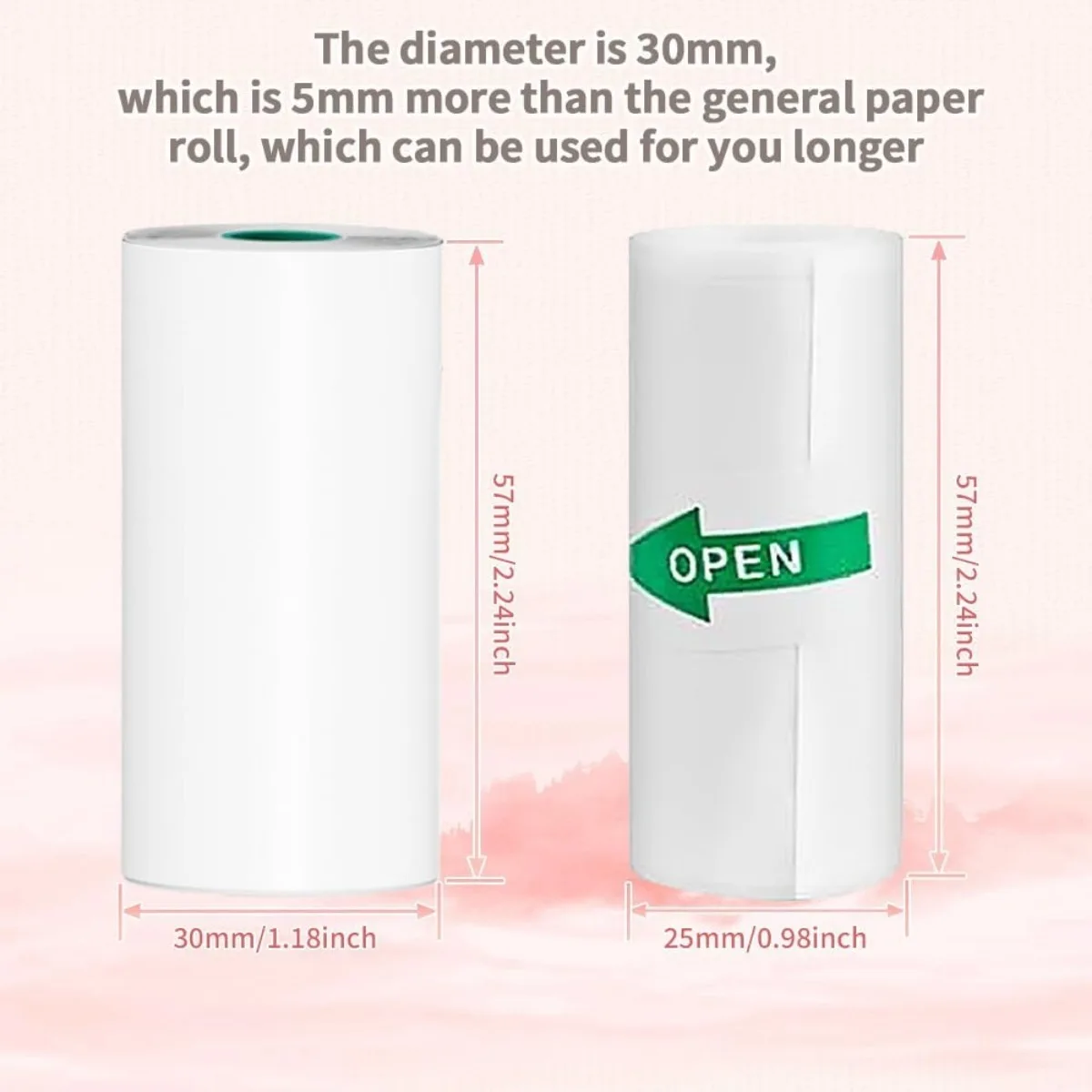 White Self-Adhesive Thermal Paper for HD Mini Printers - Uncharged, No Battery or Electronic Component