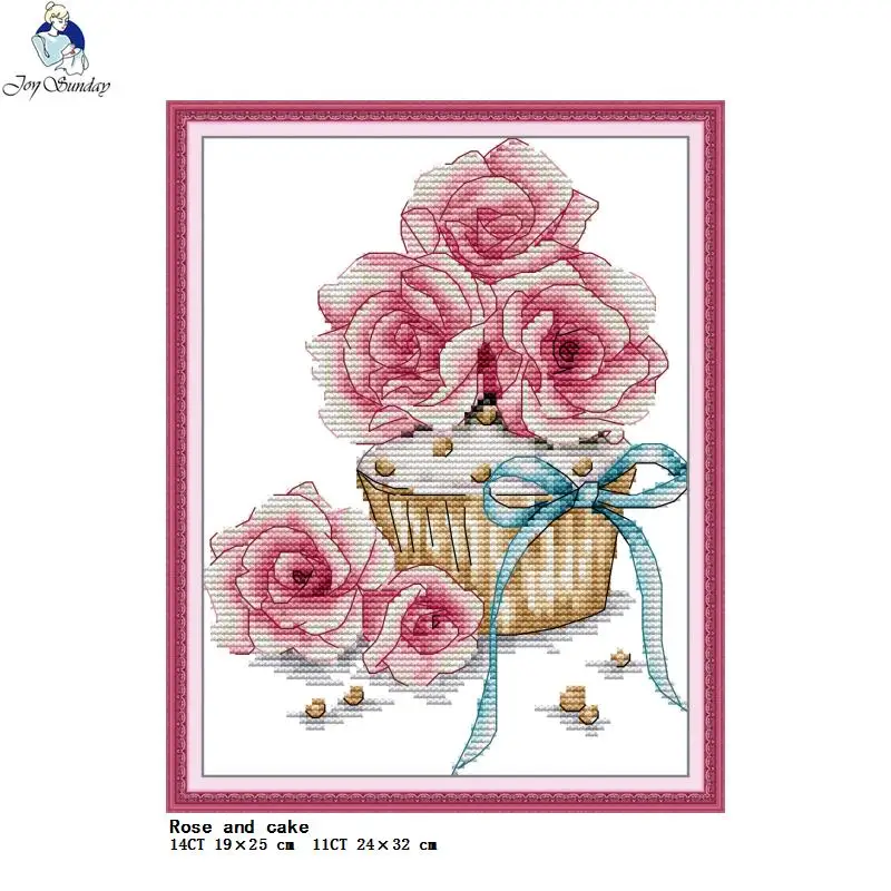 Flower Fruit Cake Dessert Printed Cross Stitch Kit 14CT 11CT Stamped Needle Thread Embroidery Set DIY Sewing Craft Gifts