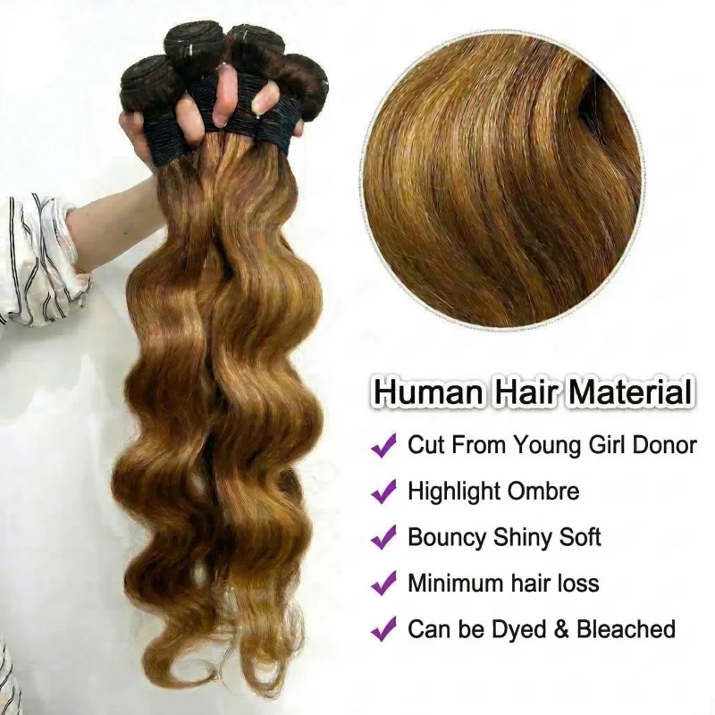 30 40 50 Inch Ombre Body Wave Human Hair Bundles Highlight Human Hair Unprocessed Blonde Raw Hair Bundle Weave Extensions 5