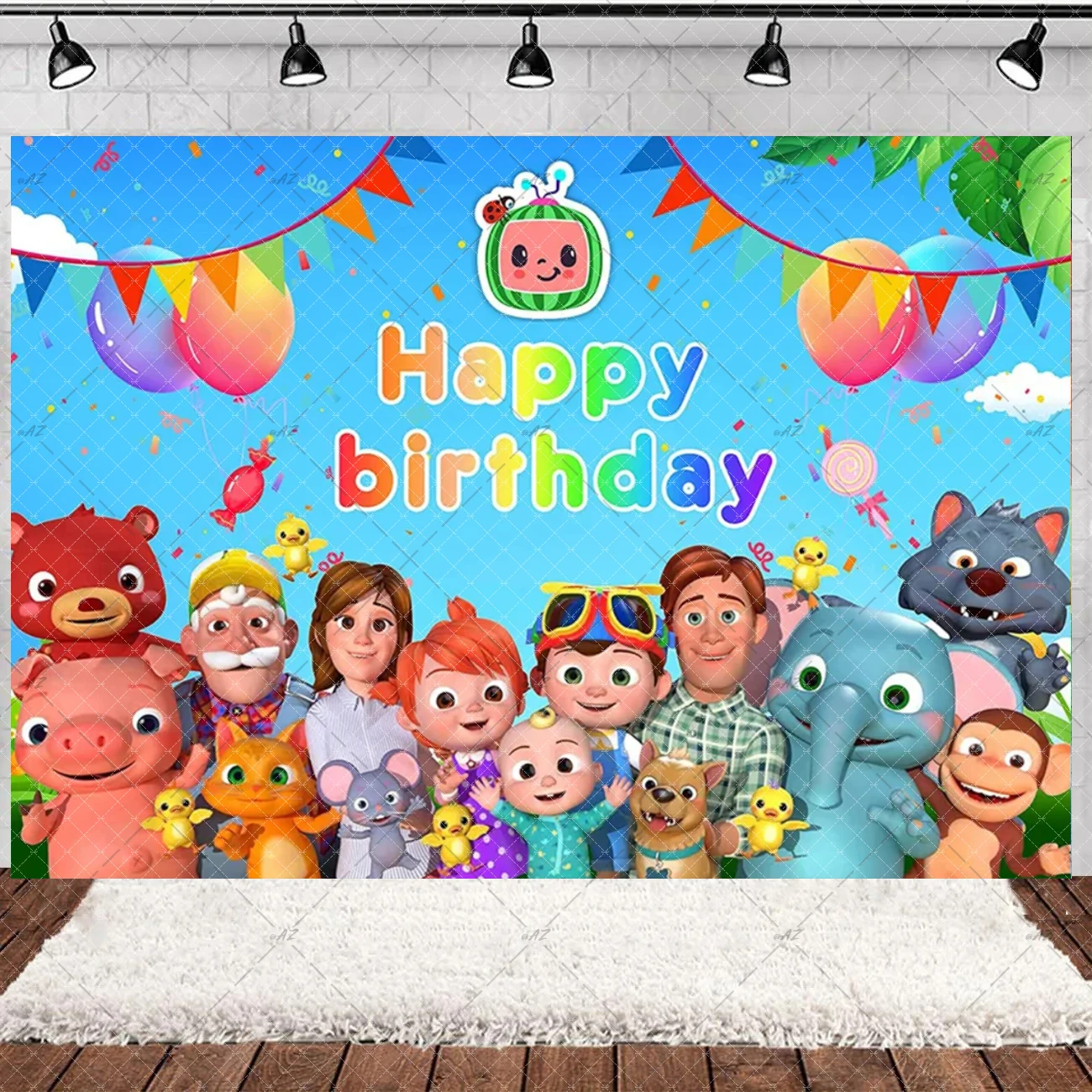 JJ Kinder-Geburtstags-Themenparty-Hintergrund, Familien-Animations-Dekoration, Grüne Wassermelone, Jungen-Kuchentisch-Deko, Baby-Zubehör, Foto-Banner – Detail 18