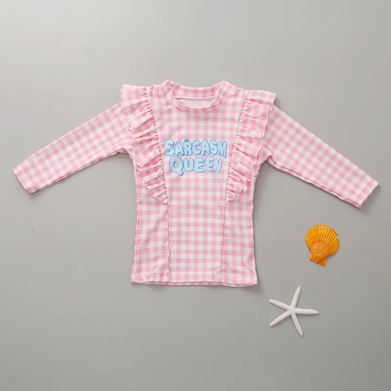 Girls Swimsuit Girl Two Pieces Suit 3-11 Year Children Long Sleeve Skirt Swimsuit Kid Cute Flower Print Swimwear Baby Bathing Suit