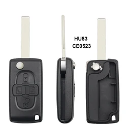 KEYYOU 4 - Button Flip Folding Remote Key Fob Case with Uncut Blade (HU83 CE0523)