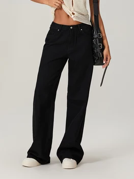 Women s Stylish Star Print Loose Denim Jeans for Spring and Fall - Casual Low Waist Trousers with a Fashionable Twist 1