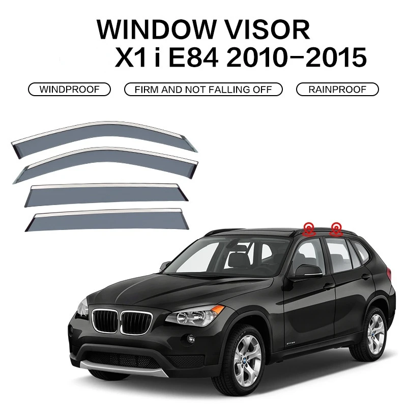 Car Windscreen Window Visor Vent Shade Rain Sun Wind Guard Deflectors Chrome Trims For BMW X1 E84 F48 F49 2009 -
