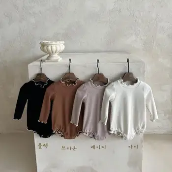 2025 Autumn New Baby Girl Long Sleeve Bodysuit Solid Newborn Toddler Cotton Jumpsuit Infant Casual Clothes Baby Onesie 0-24M
