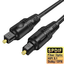 Premium Digital Optical Audio Toslink Cable - High-Fidelity SPDIF Coaxial for Amplifiers, Subwoofers, Soundbars, and Speakers (Black)
