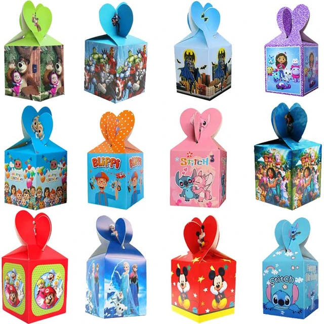 Fournitures de fête les Avengers en papier, boîte à bonbons, cadeau  d'anniversaire pour enfants, boîte à collation Elsa Anna, Baby Shower,  12/24/36 pièces - AliExpress