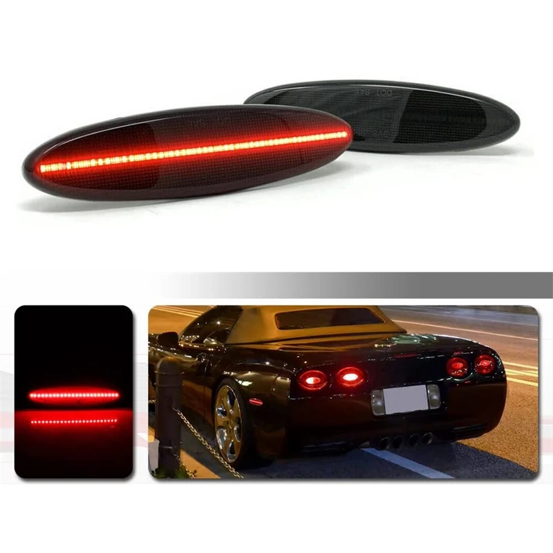 SmokedClearLensRedLEDRearBumperSideMarkerIndicatorLightsFor19972004Chevrolet