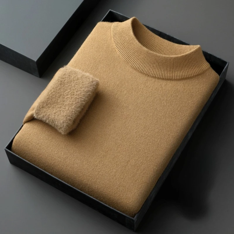 WOBDAEL Men's Crew Neck Wool Sweater Dropshipping Mens Winter Super Warm Pullovers Thermal Wool Black Knitted Sweater Clothing - 6