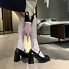Mary Janes Office Ladies Solid Elegant Vintage Black Sandals Woman Buckle Non-Slip Casual Medium Heels Heels Korean 2024 Summer