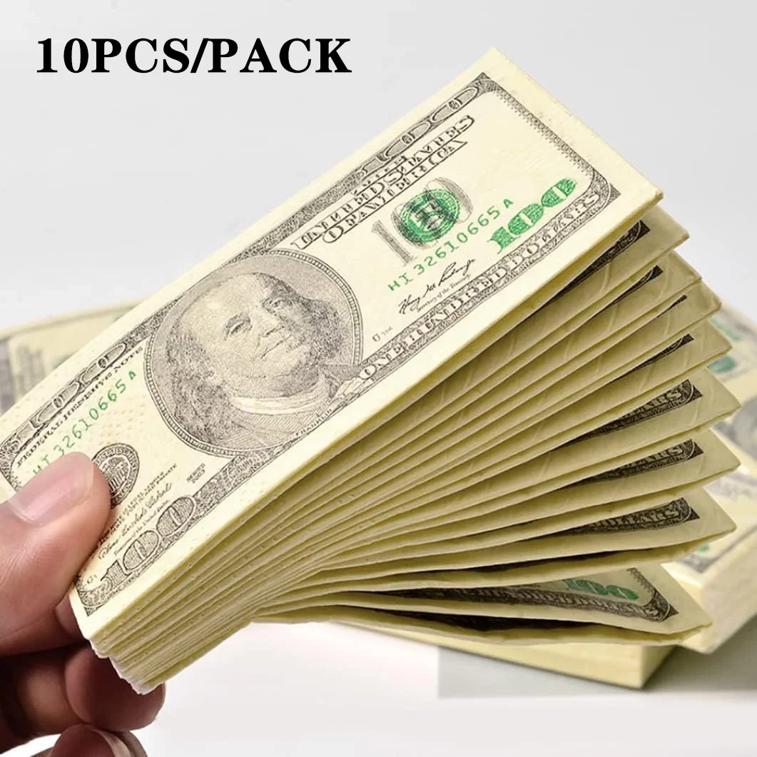 Creative Simulation Dollar Printing Paper Towel Handsheet Paper Raw Wood Pulp Napkin Portable Handsheet US Dollar Napkin