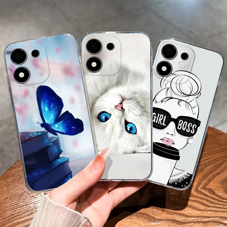 Sweet Lovely Girl Dustproof Transparent Phone Case – Creative Protective Cover