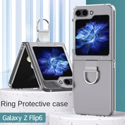 Durable Shockproof Hard Shell Phone Case - Protective Plastic Ring Cover - Galaxy Z Flip5 (Transparent)