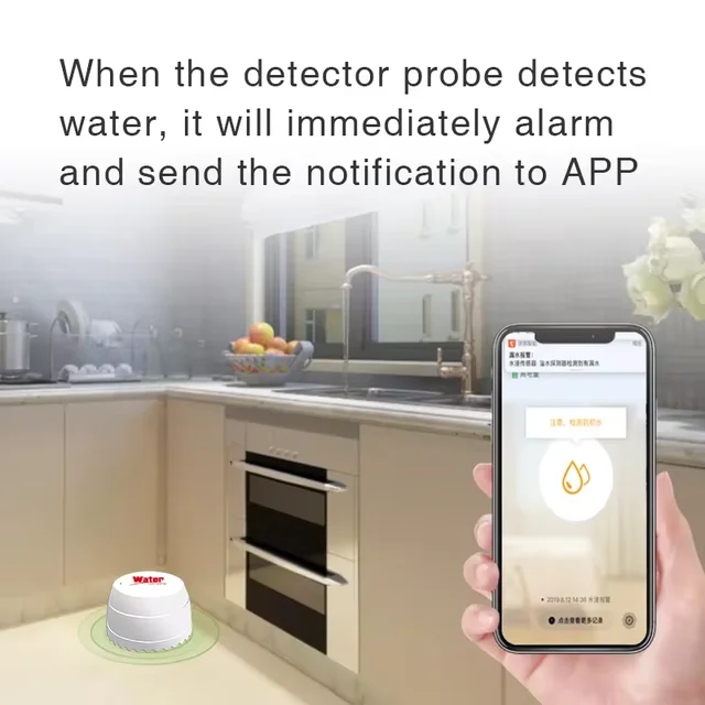 Tuya WiFi Water Leak Detector Flood Sensor Smart Life APP Remote Monitoring Flood Alert Overflow Security With Alexa Google 3