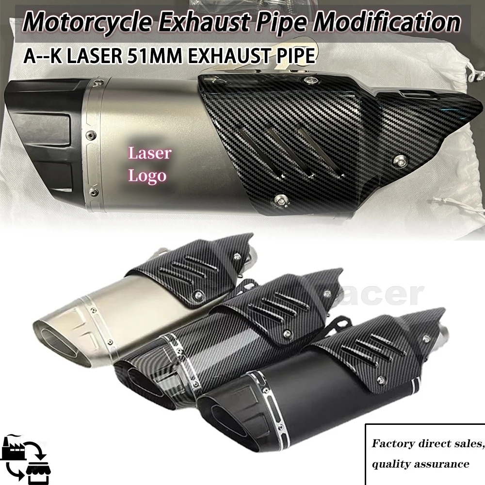 

51mm Universal Escape Moto Motorcross Exhaust Motorcycle Pipe Muffler Bicycle For HONDA CBR650F CBR300 Z250 Z400 Z900 Z800 R3 R6