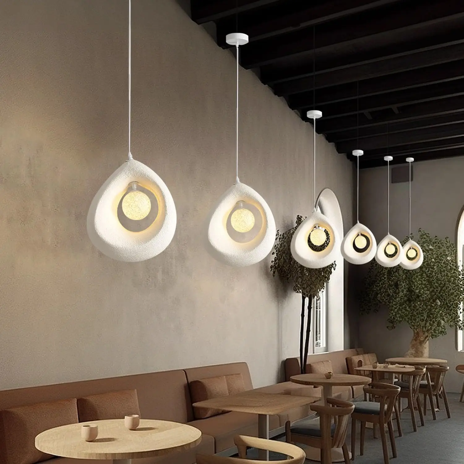 JOYINLED Moderne Wassertropfen-Pendelleuchte Einfacher Kronleuchter Restaurant G9 Lampe Wohnzimmer Esstisch Wabi Sabi Hängelampe – Detail 5
