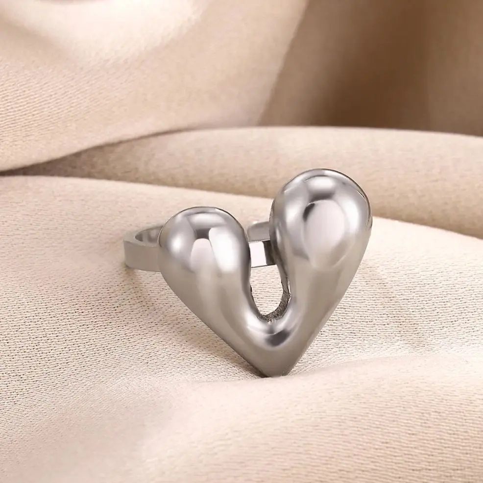 Geometric Heart Rings Women 18K Gold Plated