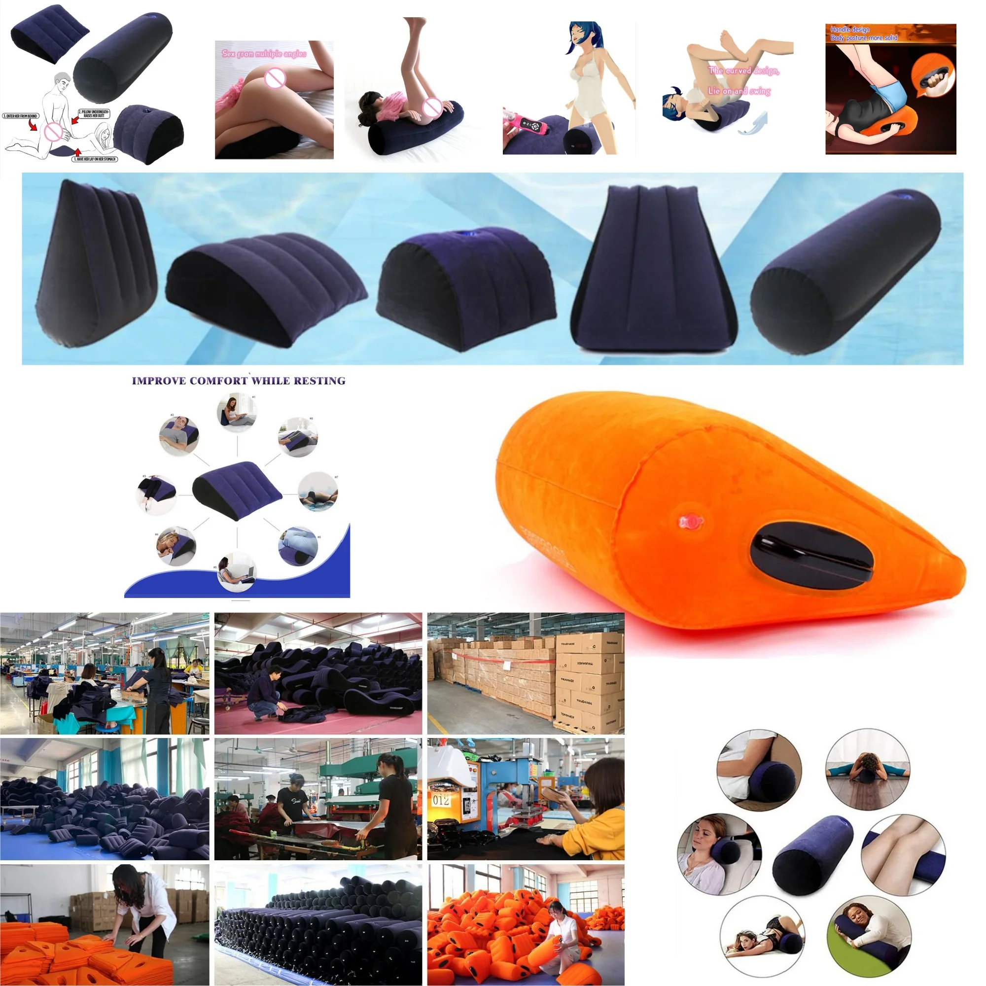 Inflatable Sex Sofa Pillow Air Cushion Triangle/Cylinder/Semi-circle/Moonbud Row Vibrating Swing sex swings sex toys Couple Sex Furniture SM BDSM