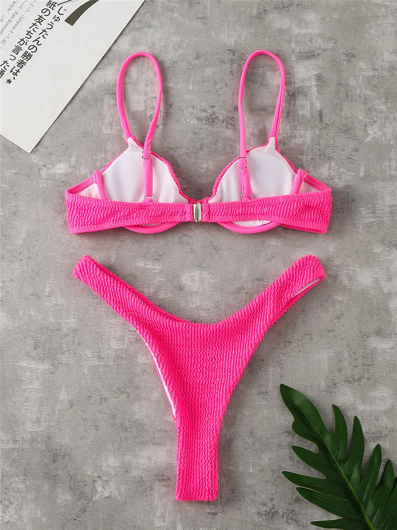 2022 Summer Women Strap Knitted Bikini Sets Swimwear Spring Solid Sexy Slim Swimsuit Bathing Suit Bodycon Beach Wear For Female strapless bikini set