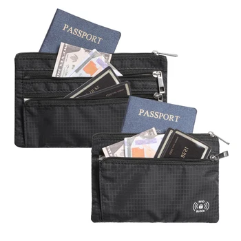 Set di custodie per passaporto RFID Set di portafogli per monete e soldi Set da viaggio di 2 organizer