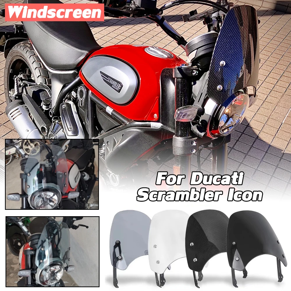 

For Ducati Scrambler Icon Windscreen Motorcycle Windshield Wind Deflector Fairing Fly Screen 2015 2016 2017 2018 2019 2020 2021