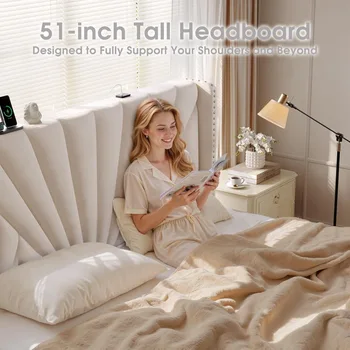 EnHomee King Size Bed Frame with 51 3