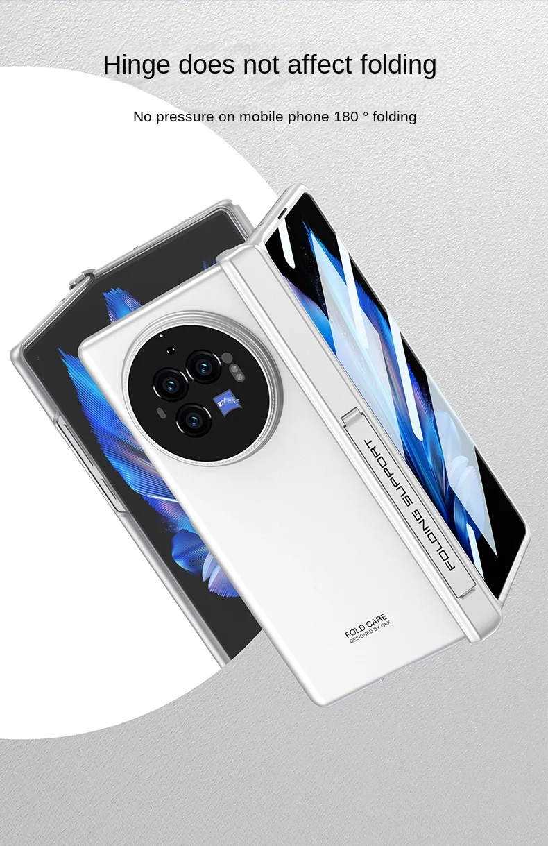 Case For VIVO X Fold 3 Luxury holder Leather 360° HD Glass Phone Case For VIVO X Fold 3 Pro Stand Shockproof Back Cover Funda