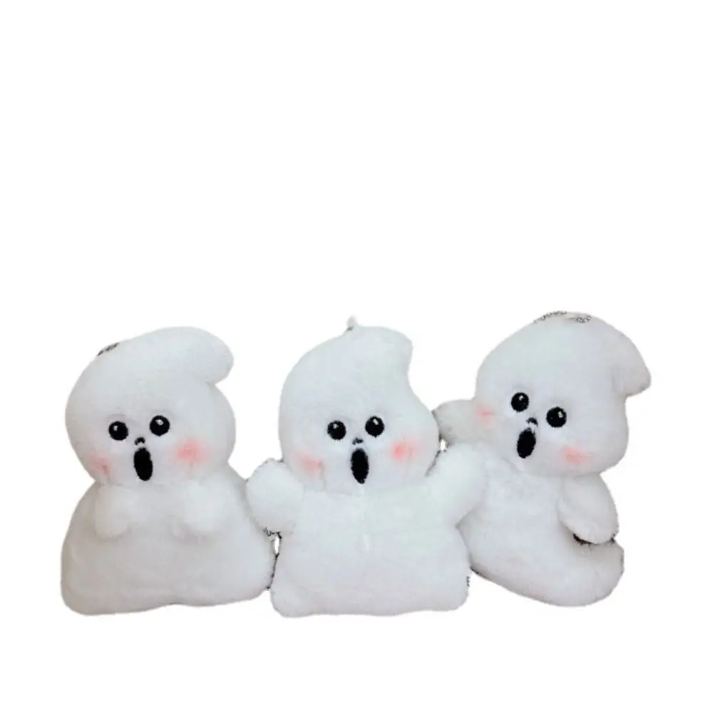 Plush Doll Funny Little Ghost Plush Keychain White Backpack Decoration Halloween Plush Ghost Bag Pendant Hanging Accessories