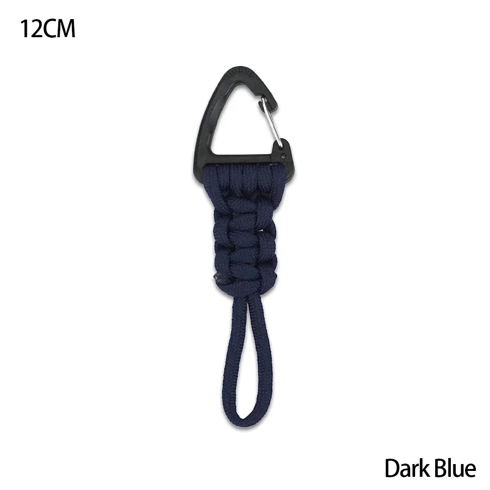 Braided Nylon Paracord Keychain with Metal Triangle Buckle and Carabiner